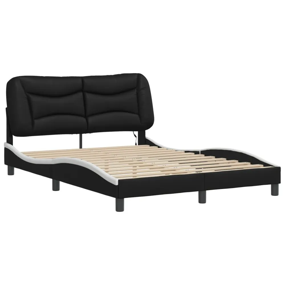 Bedframe met LED-verlichting kunstleer zwart en wit 120x200 cm