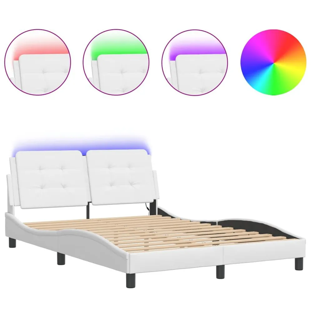 IP44 Waterdichte Bedframe met LED-verlichting kunstleer wit 140x200 cm