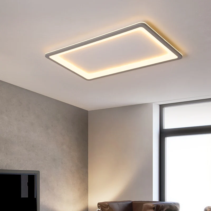 IP44 Waterdichte Grijze superdunne plafondarmatuur Nordic metalen opbouw led-plafondlamp voor woonkamer