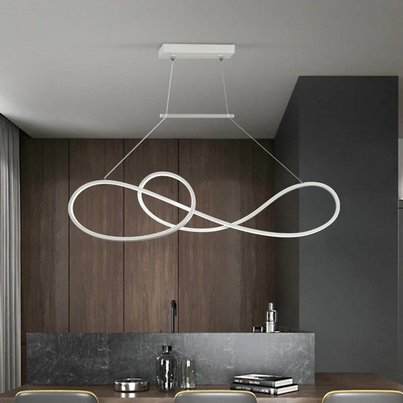 LED-strip eilandlamp minimalistische metalen eetkamer lineaire hanglamp | Snel Thuisbezorgd