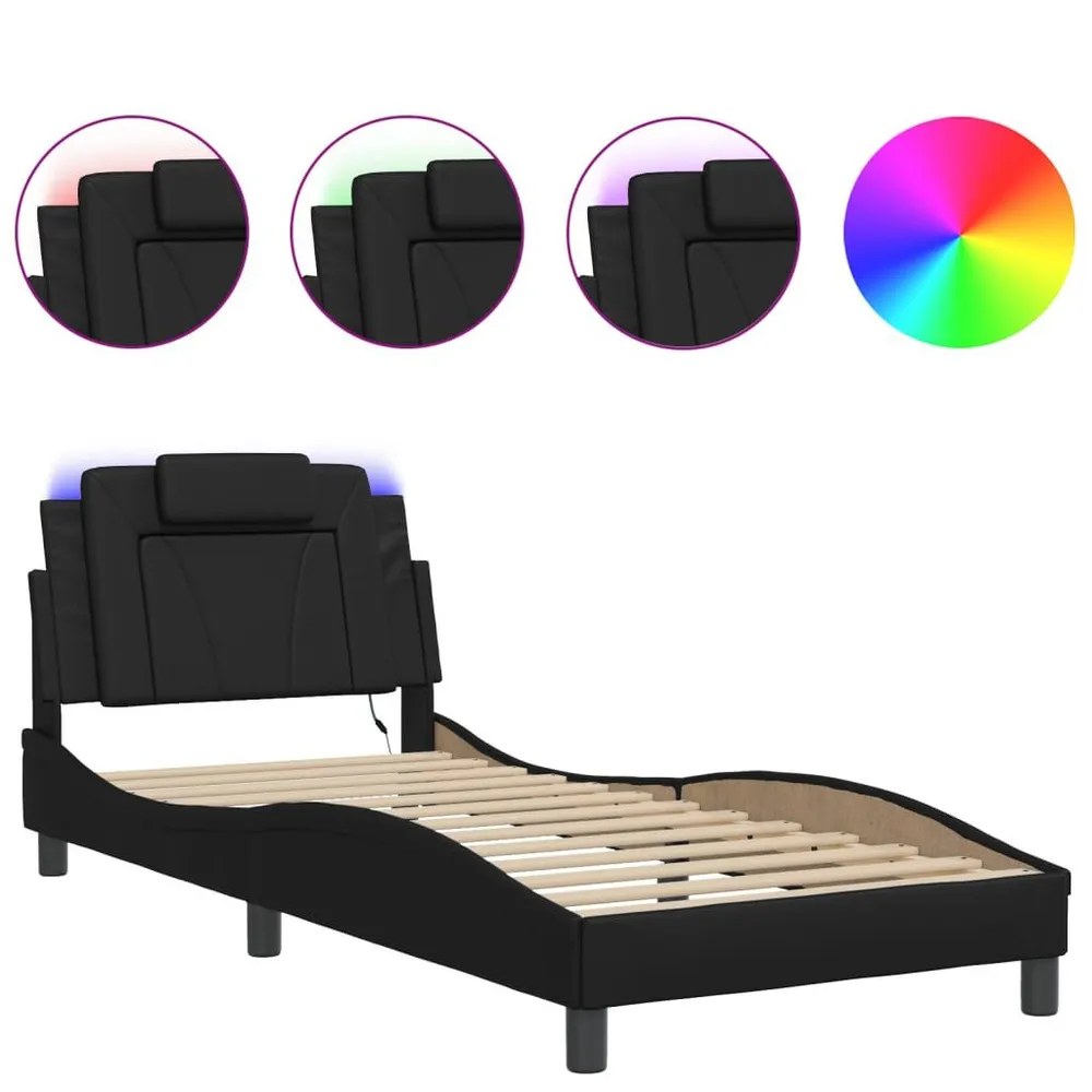 Premium LED Bedframe met LED-verlichting kunstleer zwart 90x200 cm
