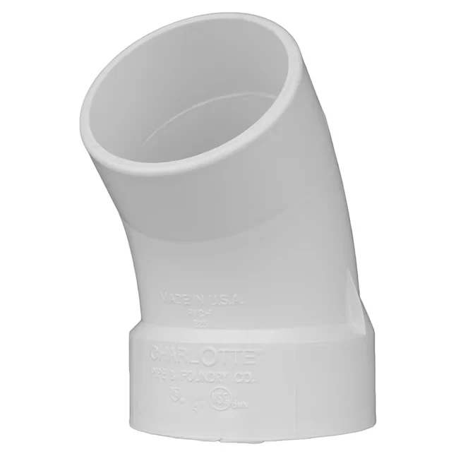 Charlotte Pipe 4- 45-Degree VINYL DWV Street Elbow
