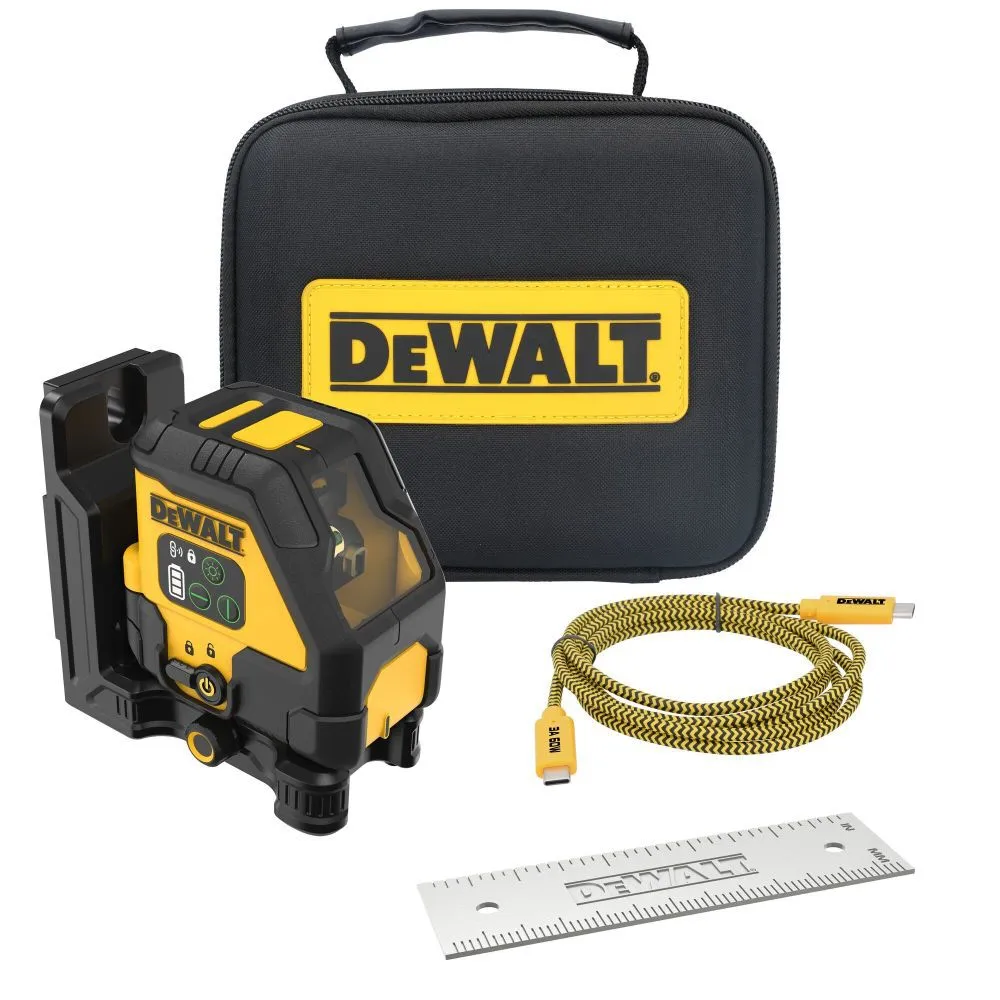 DEWALT USB Rechargeable Appelgroen Cross Line Laser Base Kit DCLE14201GB