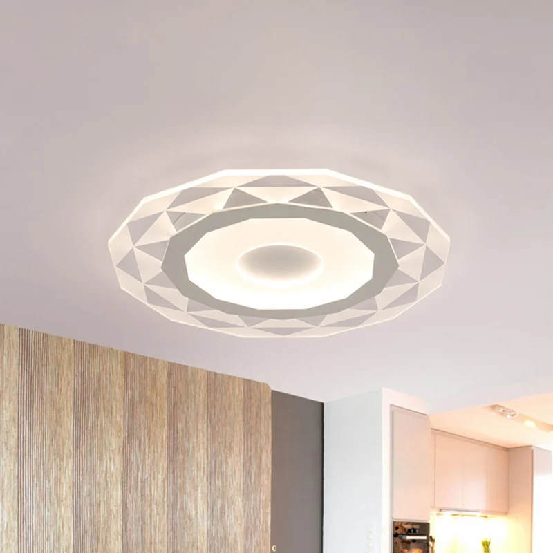 16.5"/20.5"/24.5" Wide LED Living Room Flush Mount Light Diamond-Shaped Plexiglas Shade White Ceiling Lamp Warm/White Ligh...