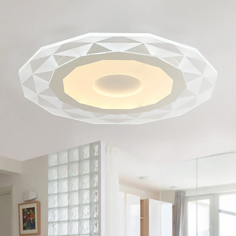 16.5"/20.5"/24.5" Wide LED Living Room Flush Mount Light Diamond-Shaped Plexiglas Shade White Ceiling Lamp Warm/White Ligh...
