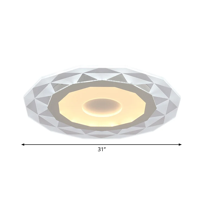 16.5"/20.5"/24.5" Wide LED Living Room Flush Mount Light Diamond-Shaped Plexiglas Shade White Ceiling Lamp Warm/White Ligh...