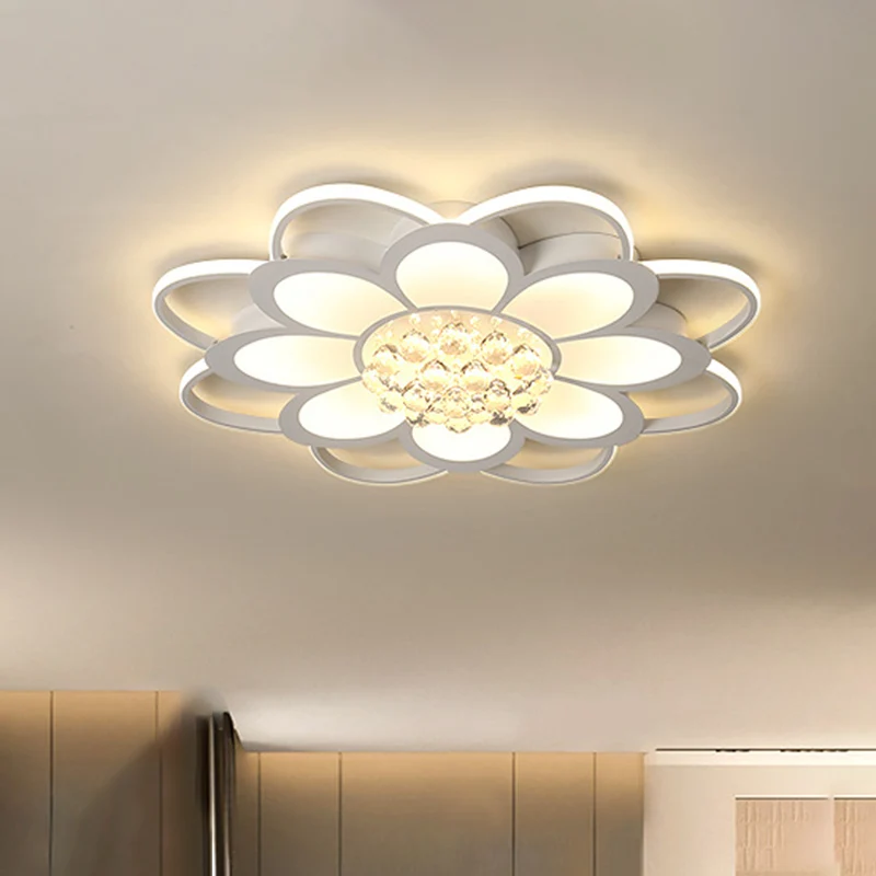 20,5"/27"/31,5" W LED Kristallen Inbouwlamp Eenvoudige Witte Bloemen Woonkamer Inbouwlamp Warm/Wit/3 Kleur Zacht