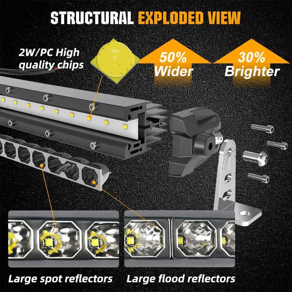 32inch G10 Series 90W Slim Solo Row Light Bar