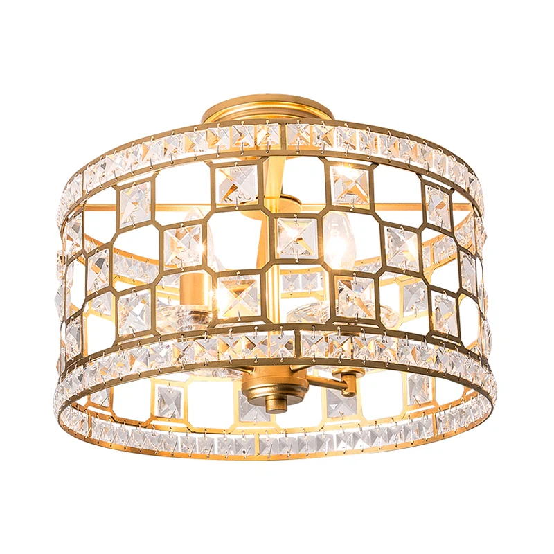 3-lampen cilinder semi-inbouwlicht conventioneel helder glazen plafondgemonteerd armatuur zilver/goud voor eetkamer