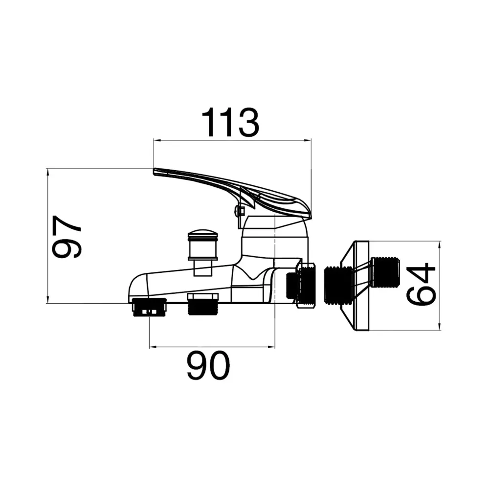 Celia bathtub mixer chrome-plated messing