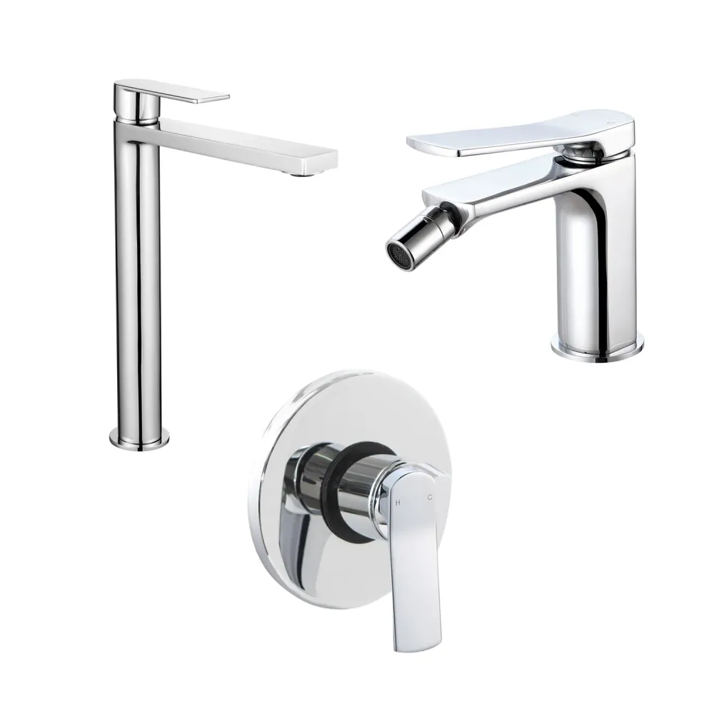 Composition mixers tall washbasin, bidet, and single-way Lumix shower chrome-plated messing