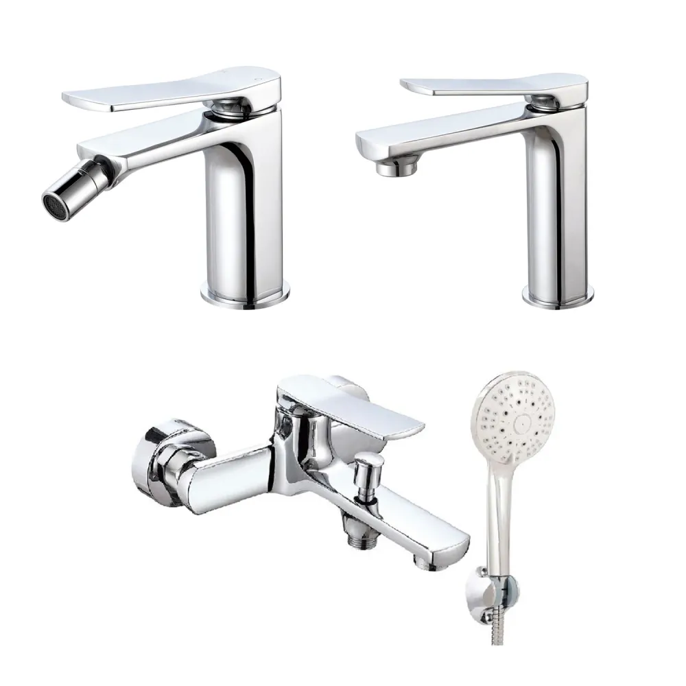 Composition mixers washbasin, bidet, and Lumix bathtub chromed messing