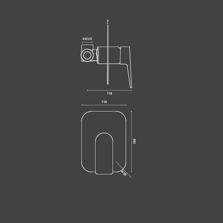 Dock Shower Mixer chrome-plated messing complete built- body