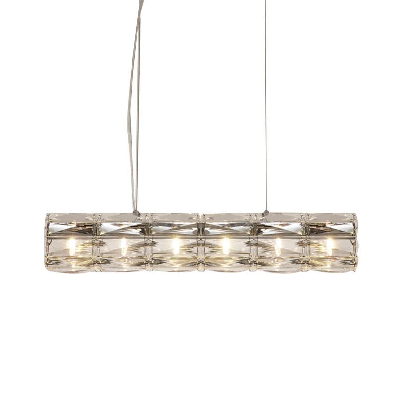 Gesneden helder kristal buis eiland zwak modernisme 6/8 lampen hangende verlichtingsarmatuur