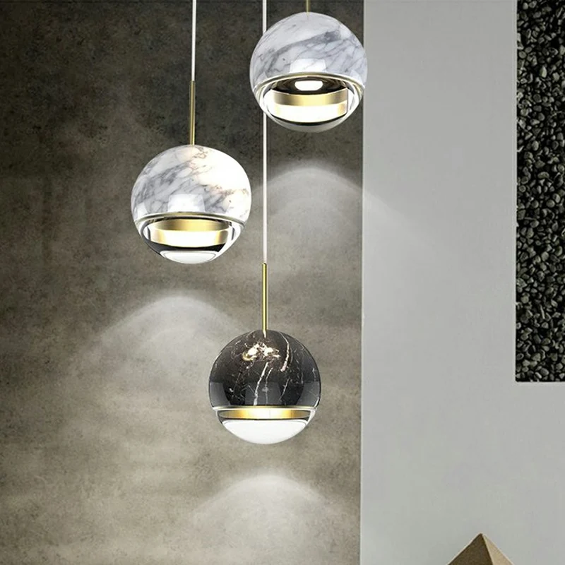 Globe/Cone Marble LED hanglampset Designer zwart/wit/groen hanglamparmatuur voor woonkamer