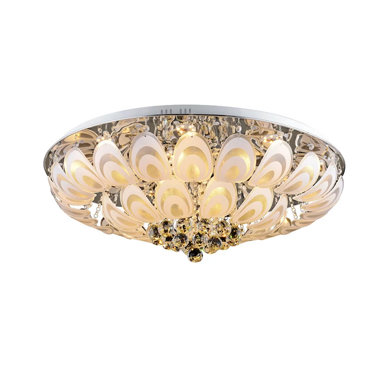 Kristallen bollen Helder verlichtingsarmatuur rond 8/10 koppen eigentijds inbouw met pauwenveerontwerp, 23,5"/31,5" uitgeb...