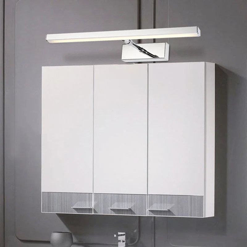 Metallic Linear Wall Mounted Lighting Modern LED Wall Vanity Light Metaalglans, Warm/White Light Chrome