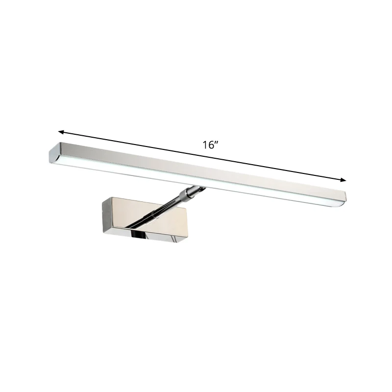 Metallic Linear Wall Mounted Lighting Modern LED Wall Vanity Light Metaalglans, Warm/White Light Chrome