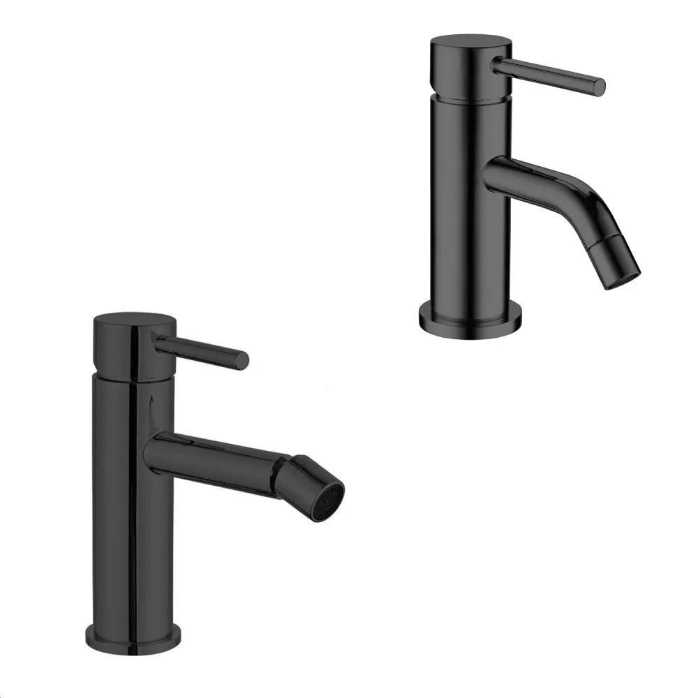 Pair mixers sink and bidet Moon series matte black geel koper