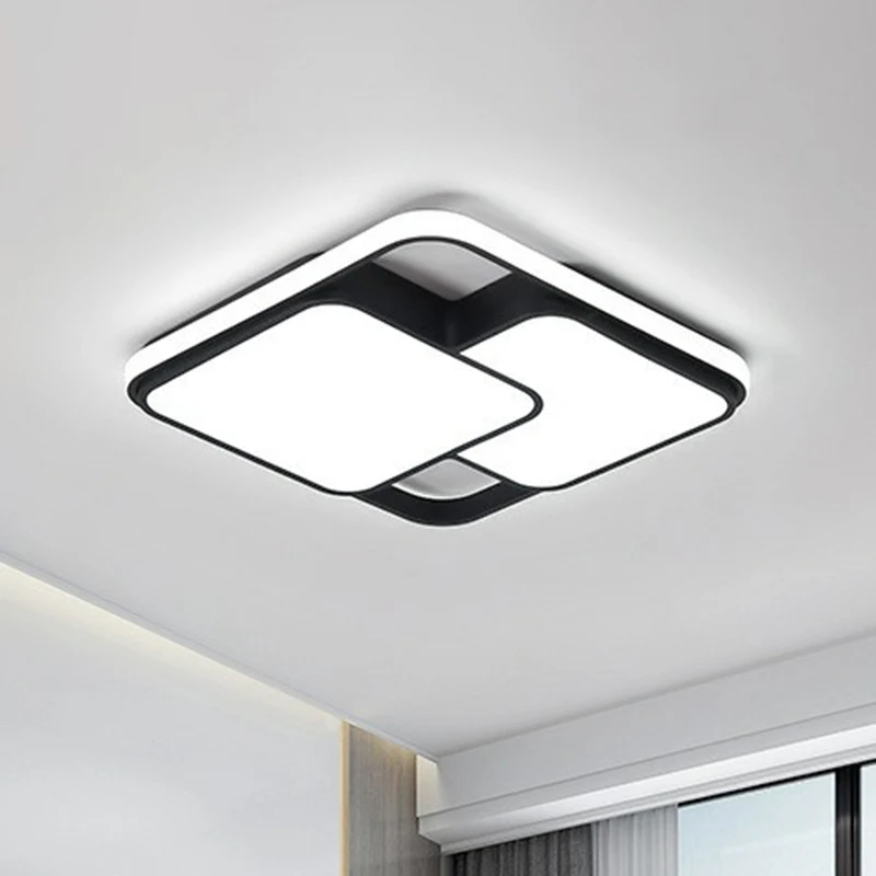 Splicing Rhombus Acrylic Flush Mount Lighting Sober Black LED Flush Mount Fixture Black