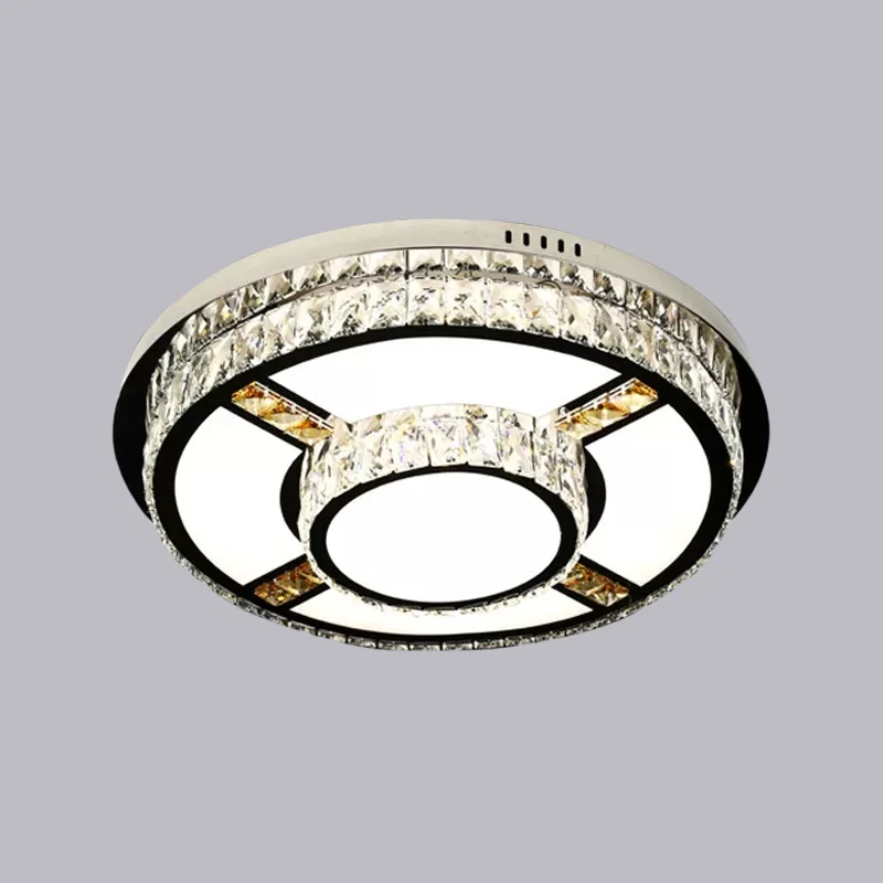 p Stainless-Steel Flower/Round Flushmount Light Glashelder Faceted Crystal Shade Clear