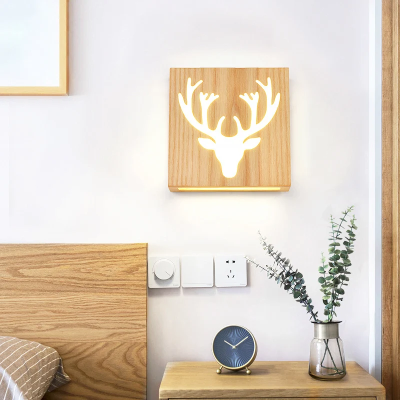 Vierkant uitgesneden woonkamer schansarmatuur Houten LED eigentijds wandgemonteerd helder