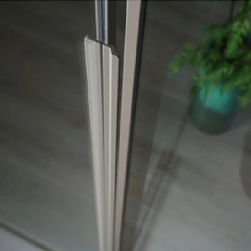 Rectangular shower enclosure 90x140 6 mm crystal and minimal lichtmetaal profile Taupe color. Right version