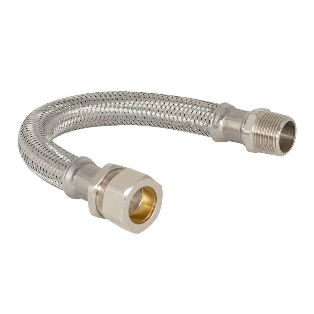 Eastman 12 . Braided Water Heater Connector – 3/4 . Comp x 3/4 . MIP