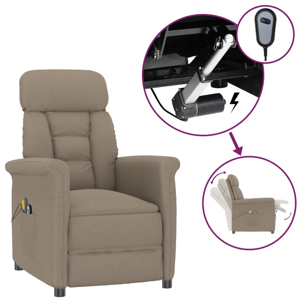 Massagestoel elektrisch kunstsuèdeleer taupe Complete Set van 12