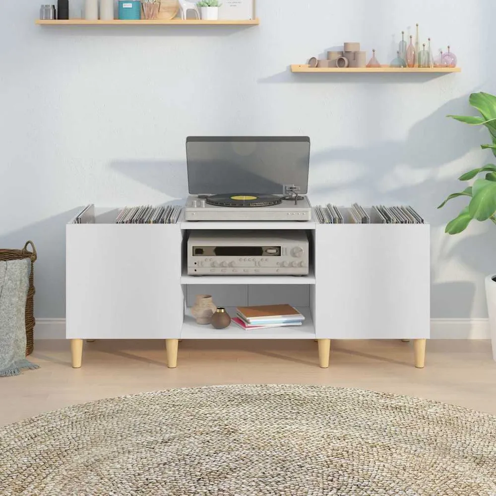 Platenkast 84,5x38x48 cm bewerkt hout betongrijs