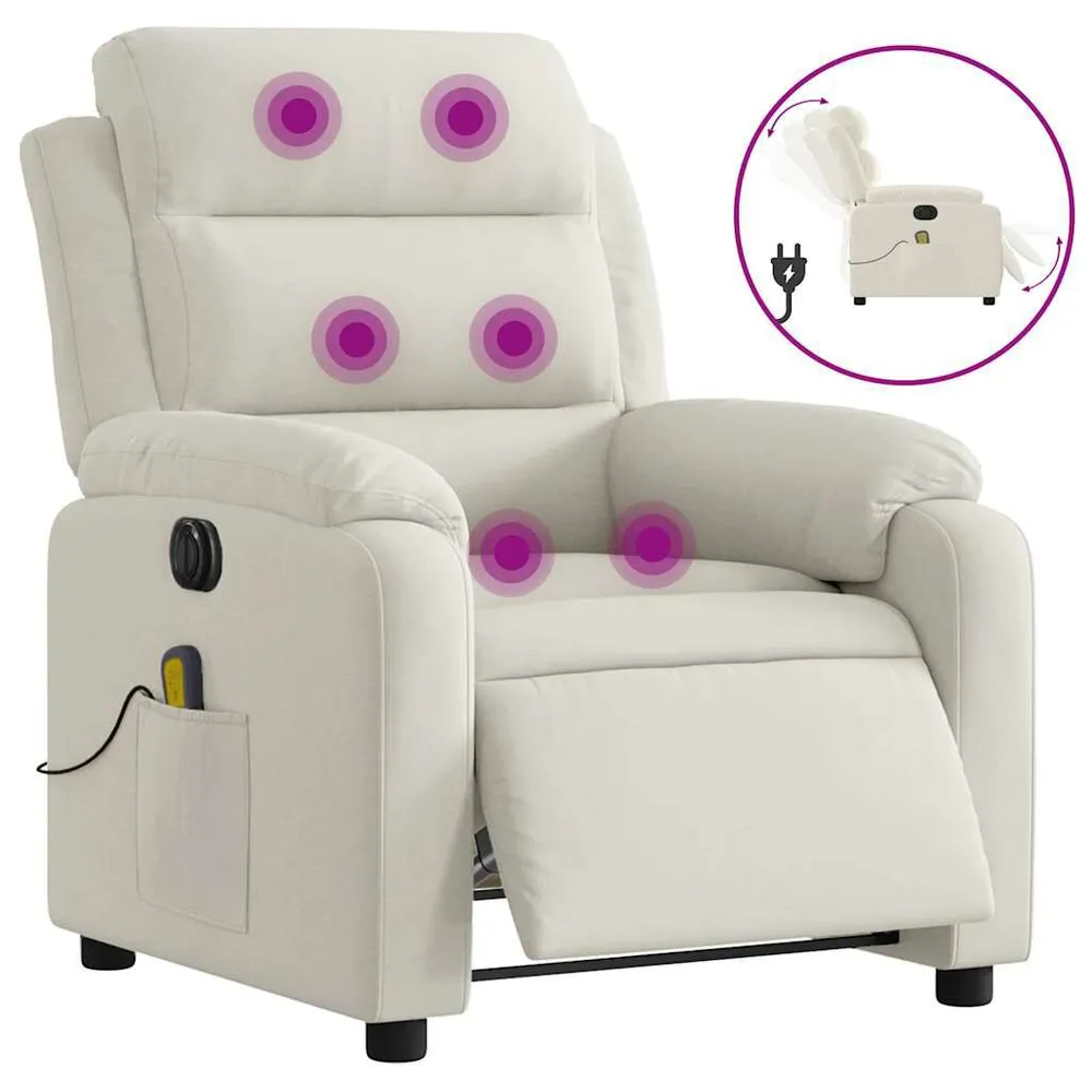 Decoupeer Massagestoel elektrisch verstelbaar fluweel crèmekleurig