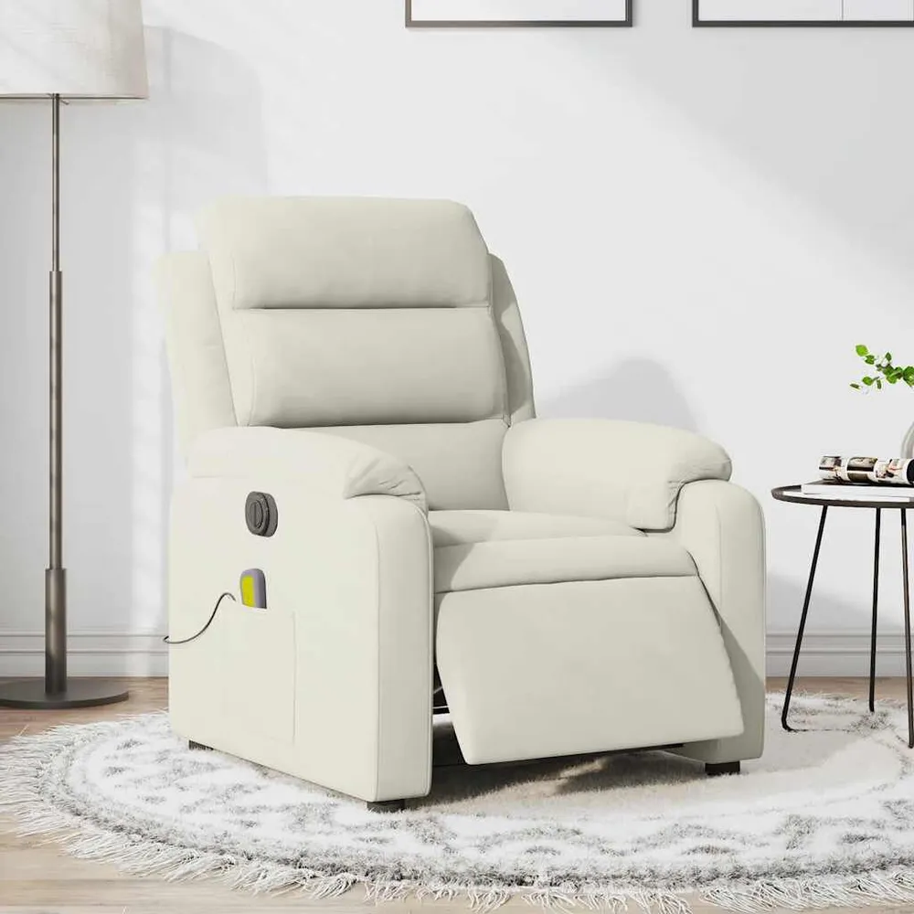 Decoupeer Massagestoel elektrisch verstelbaar fluweel crèmekleurig