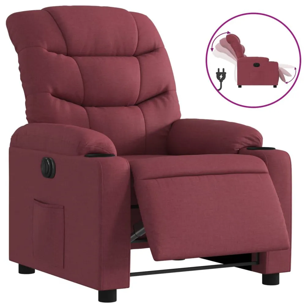 Fauteuil verstelbaar elektrisch stof wijnrood XL Grip