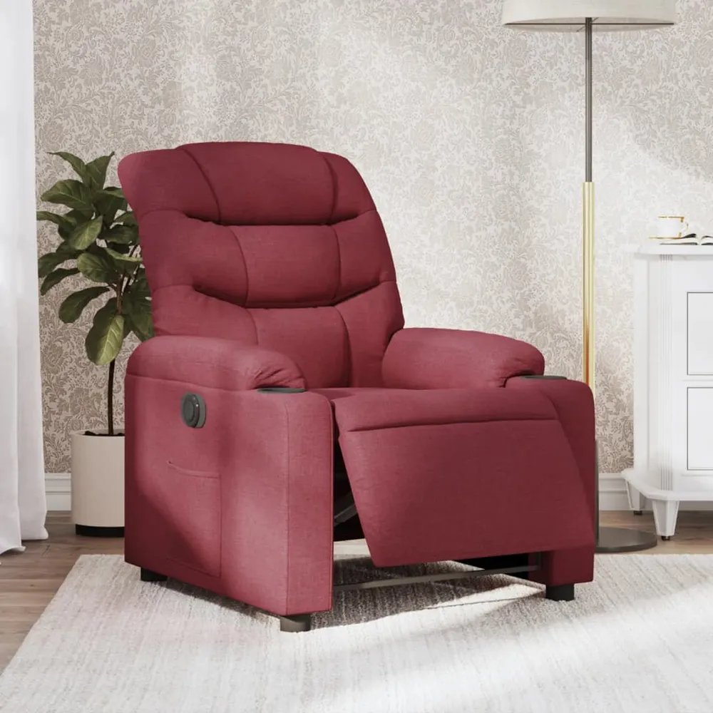 Fauteuil verstelbaar elektrisch stof wijnrood XL Grip