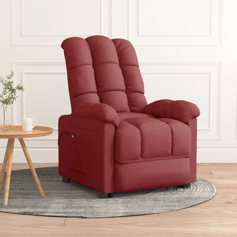 Fauteuil verstelbaar elektrisch stof wijnrood met 3-Jaar Garantie