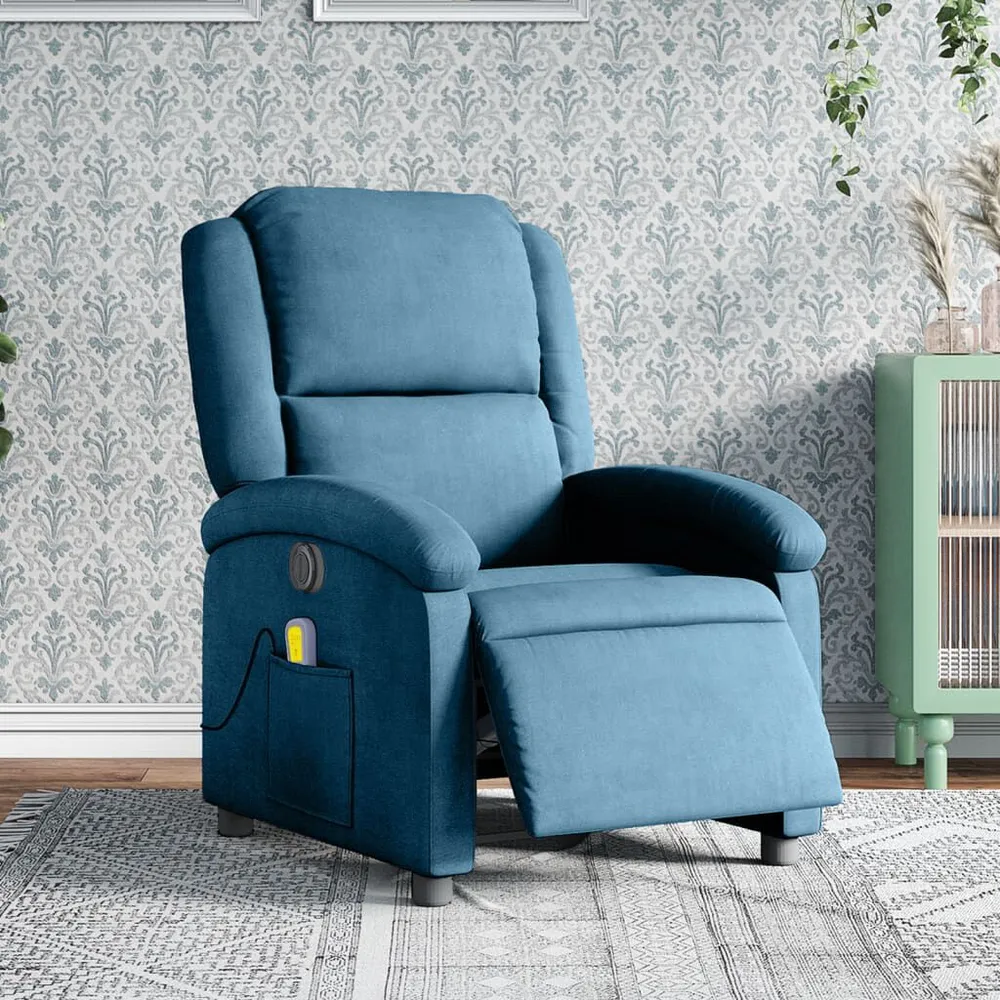 Haakse Massagestoel elektrisch verstelbaar fluweel blauw