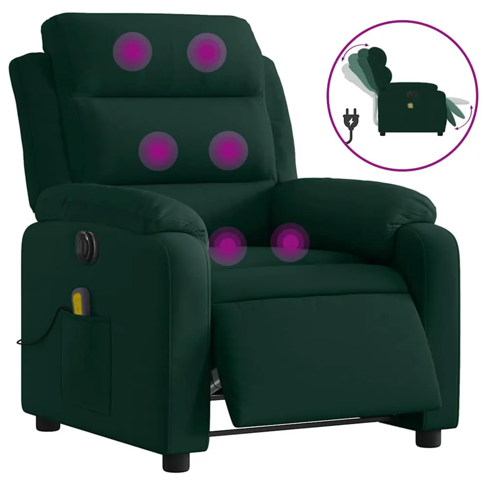 Haakse Massagestoel elektrisch verstelbaar fluweel donkergroen