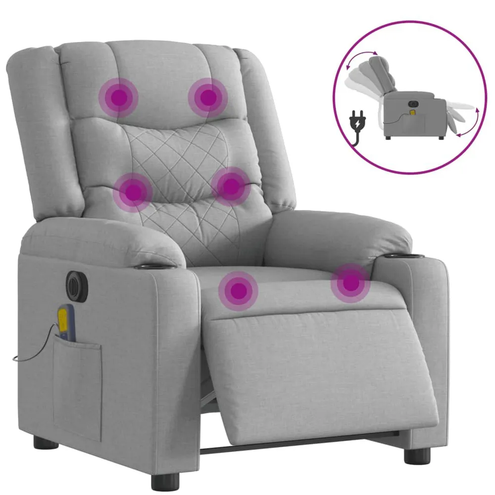 Slag Massagestoel elektrisch verstelbaar stof lichtgrijs