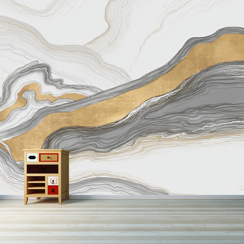 Omvangrijk Mural Wallpaper Pastel Color Mountain Non-Woven Fabric Wall Covering Home Decor, Made to Measure Gray