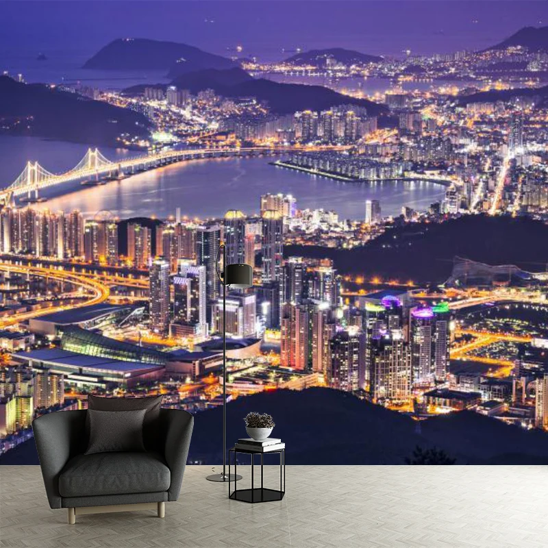 Simplicity Night Scenery Wall Mural Accent Wall, Met persoonlijke touch Size Wall Decor Purple Purple