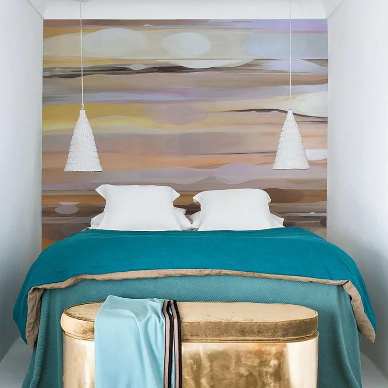 Waterproofing Ombre Wall Mural Decal Non-Woven Material Sober Wall Art Bedroom Diverse Kleuren Yellow