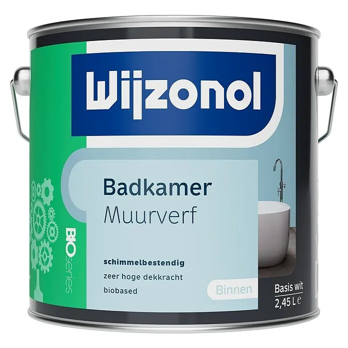 Wijzonol Muurverf Bio Series 2,5 Liter - Wit, Mat, 2,5 l met roller en tray
