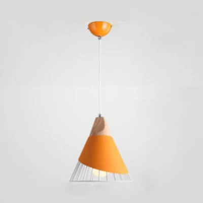 Conische slaapkamertrap hanglamp Metaal One Light Nordic Stijlvolle hanglamp blauw/groen/geel met ijzerdraad - Met Dimfunctie