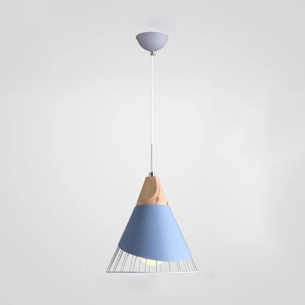 Conische slaapkamertrap hanglamp Metaal One Light Nordic Stijlvolle hanglamp blauw/groen/geel met ijzerdraad - Met Dimfunctie