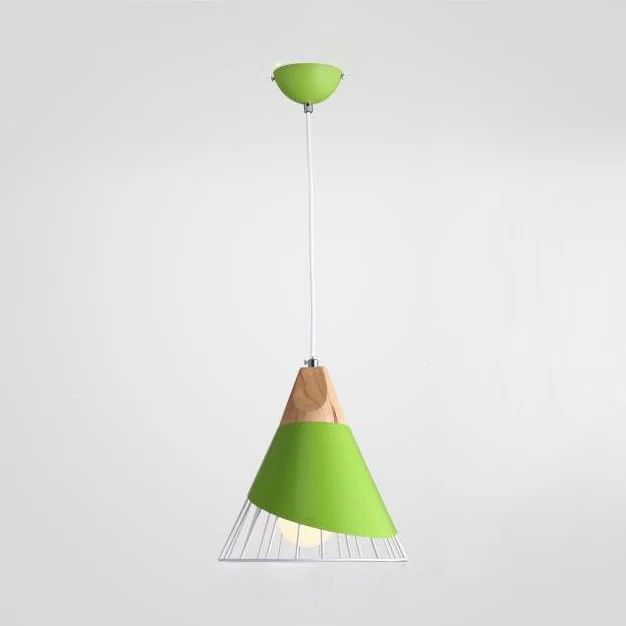 Conische slaapkamertrap hanglamp Metaal One Light Nordic Stijlvolle hanglamp blauw/groen/geel met ijzerdraad - Met Dimfunctie