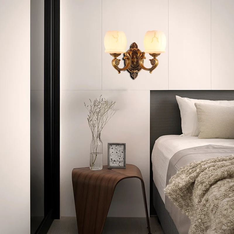 Energiezuinige LED Globe wit glazen wandlamp traditionele stijl 1/2-licht woonkamer wandlamp goud