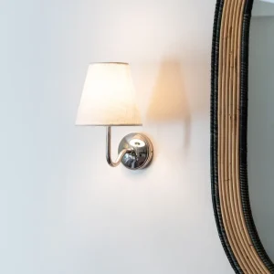 Energiezuinige LED Malvern Kleine Wandlamp Alabaster Wit - Gepolijst Nikkel