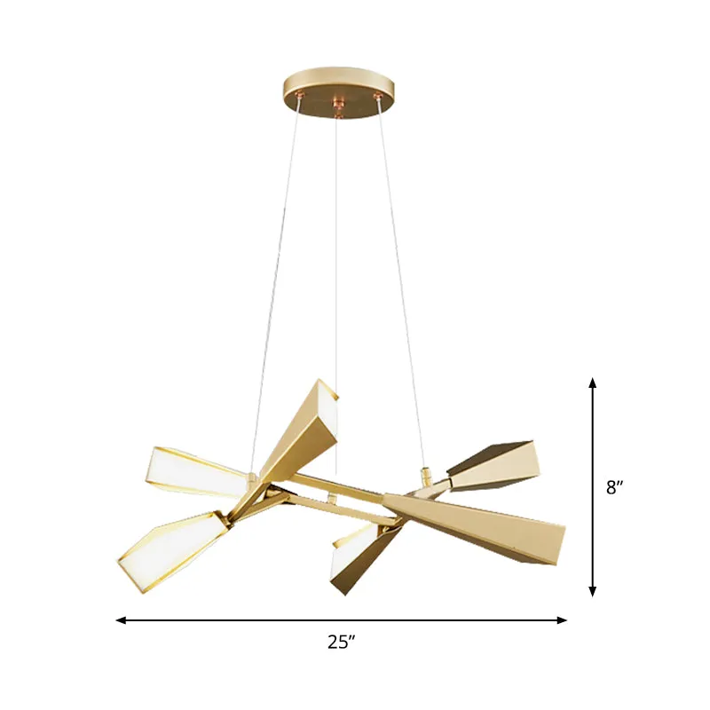 Metalen rechtlijnige kroonluchterverlichting met ganzenkap moderne 6/8 lichten gouden eetkamer hanglamp warm/wit | Incl. M...