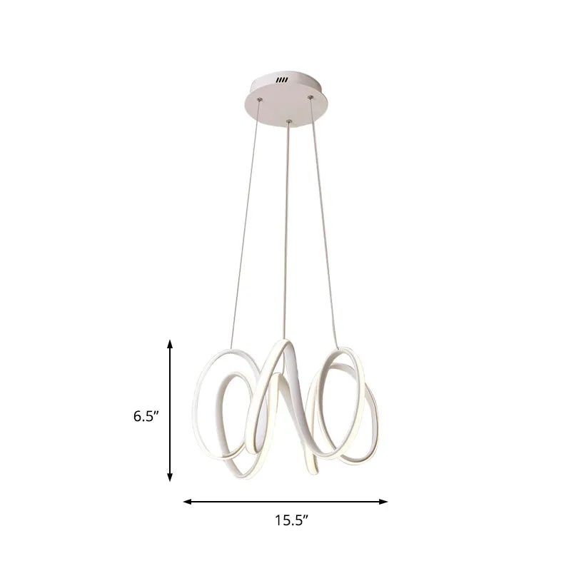 Minimalistische LED-kroonluchterlamp met acrylkap Witte curve hanglamp wit/warm zwak voor woonkamer | Incl. Montageset