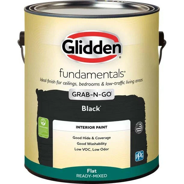 Glidden Fundamentals Grab-N-Go Interior Elastiek, Flat (Black, 1-Gallon) (Max. Belasting 100kg)